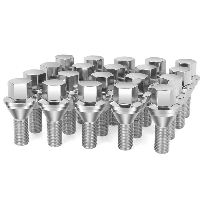 dynofit Store 12x1.25 Lug Bolts Compatible with Jeep Renegade 2015-2025,Replace Factory Swollen Bolt,17mm Hex Chrome Lug Nuts Fit for Dodge Hornet 2023+, Fiat 500/500L/500X, 20pcs Steel Stock Wheel Bolts - Image 1